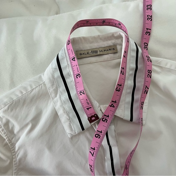 Balenciaga patent leather collar white blouse shirt 38 - Picture 12 of 14